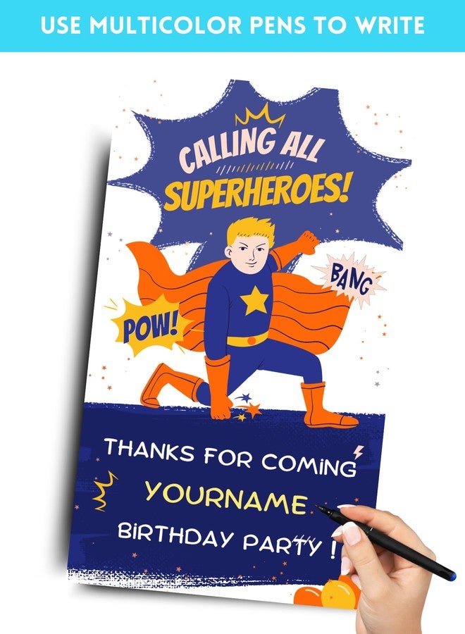 Yellow Nuts Personalize Thank You Tags for Return Gifts 40 Pcs Gift Tags for Presents with String Kids Boys Birthday Superhero Theme Cards - Image 3